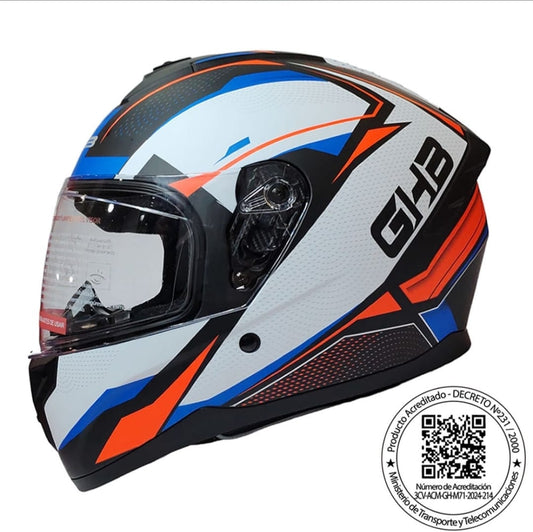 Casco GHB M71 SOUR BLANCO NARANJA AZUL MATTE