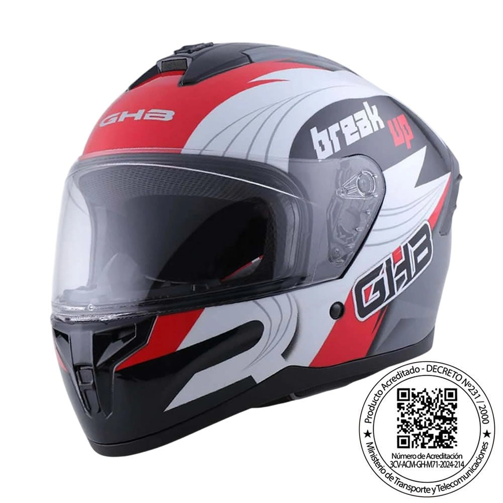 Casco GHB M-71 Break Up Gris Rojo L-XL