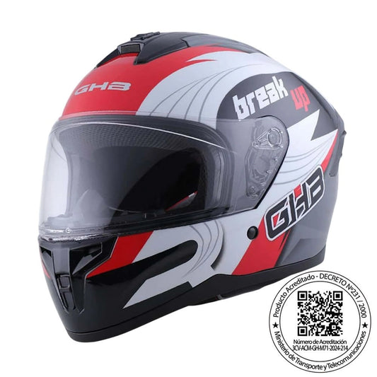 Casco GHB M-71 Break Up Gris Rojo L-XL
