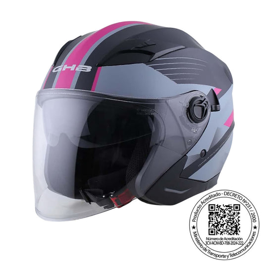 CASCO GHB 708 GLORY NEGRO ROSA MATE