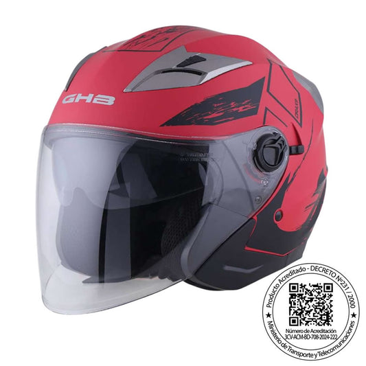 CASCO GHB 708 STAIN NEGRO ROJO MATE