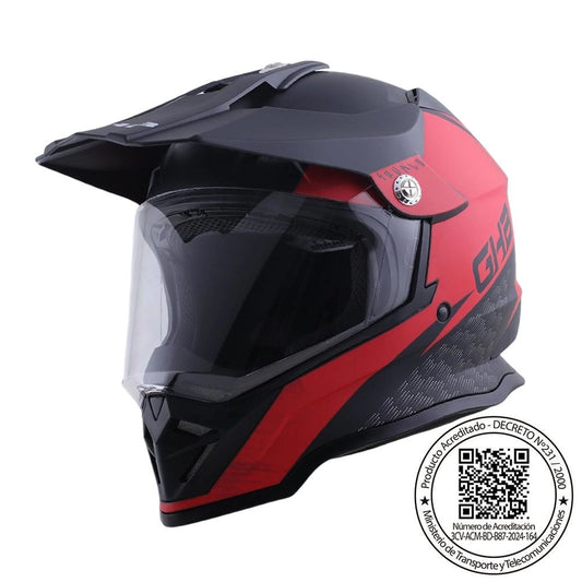 Casco GHB 819 Squalo Negro Rojo Matte L